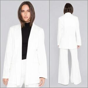 RIPLEY RADER Off-White Ponte Knit Oversized Blazer Jacket 3 ( Medium )